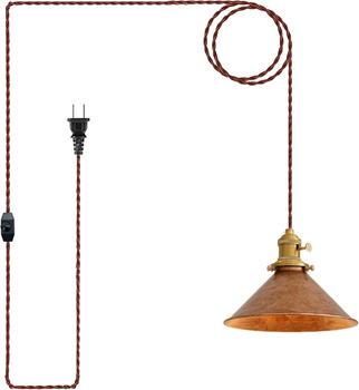 Hanging Light Plug In,Vintage Hanging Lamp Plug in with Rusted Copper 8.2 Inch S - Gadgets LLC - United States