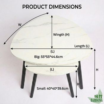 2Pcs Nesting End CoffeeTables Heavy Duty Legs Matte White Surface Eco Friendly Bulk Wholesale   Decor Side Tables - Hangzhou Bamsong Tech Co., Ltd. - China