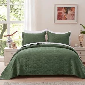 Quilt Set King Rust Lightweight Bedspread Soft Reversible Coverlet for All Season 3PCS Triangle Quilted Bedding Sets Olive Green - Ningbo Prime Houseware Co., Ltd. - China