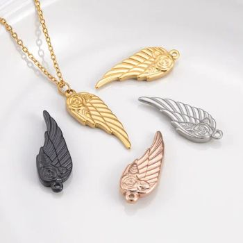 Wholesale Stainless Steel Rose Wings Pendant with Gold Electroplating DIY Jewelry Findings & Components Necklace Pendant - KONGSUN INDUSTRY (HK) LIMITED - China