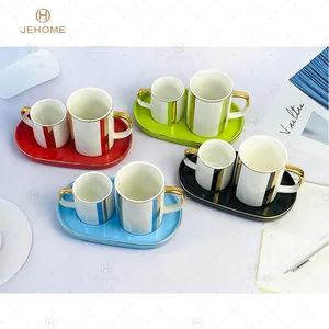 Royal Luxury Gold Handle Ceramic Coffee Tea Cup Sets with Saucers Porcelain Cups&Saucers - Jehome Import and Export Co., Ltd. - China