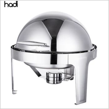 Other Hotel Buffet Heaters Round Silver Chafing Dish Fuel Arabic Buffet Server Hadi Roll Top Chaffing Dishes for Catering Food Warmer - GUANGZHOU HADI CATERING WARE CO., LTD - China