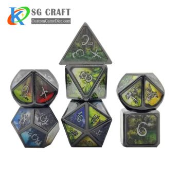 China Factory Price Set of 7 Metal Dice Custom Logo Dice Enamel Paint for Rpg Dnd Dice Set - KN Gift Limited - China