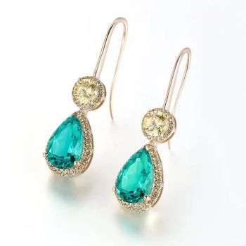 18K 14K 10K Yellow Gold Silver Lab Grown Gemstone Fashion Drop Earrings - Wuzhou Provence Jewelry Co., Ltd. - China