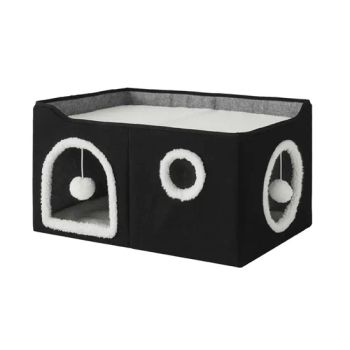 Hot Sale Luxury Double Layer Pet Cat Houses Cute Foldable Cat Cave Bed with Cat Scratcher - Ningbo OK Homeware Co., Ltd. - China
