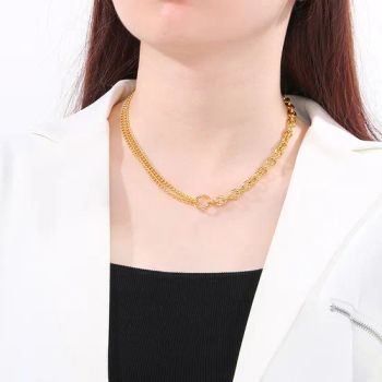 Fashion Minimalist Stainless Steel Splicing Necklace Cuban Link O-Chain 18K Plated Jewelry - Guangdong Kalen Jewelry Company Limited - China