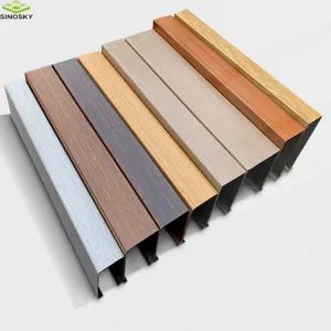 U-Shaped Profile Stretch Curved Suspended False Acoustic Perforated Strips Panel Aluminum Linear Baffle Metal Ceiling - HEBEI SINOSKY NEW MATERIALS CO., LTD. - China