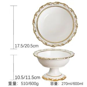 Premium Quality European Gold Ceramic Dinnerware Set 6.5 Inch Footed Fruit Bowl - Chaozhou Fuyingmei Trading Co., Ltd. - China