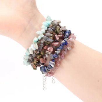 Natural 7 Chakra Crystal Stone Bracelets for Men Women Stainless Steel Chains Amethyst Jade Turquoise Chipped Gemstone Bracelet - Market Union Co. Ltd. - China