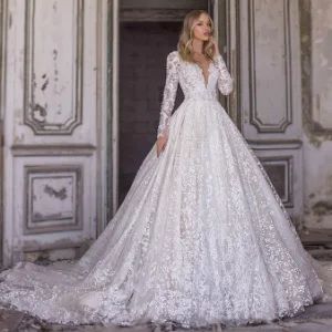 Long Sleeves Bridal Wedding Gowns Customized Lace Wedding Dresses Lb22916 - Suzhou Leader Apparel Co., Ltd. - China