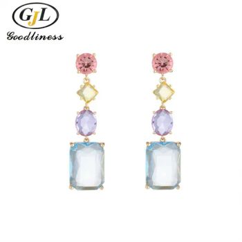 Wholesale Fashion New Design Crystal Drop Earring Colorful Gemstone Jewelry - GOODLINESS JEWELLERY CO., LIMITED - China