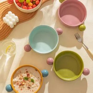Vintage Color Glazed Small Ceramic Snack Sauce Bowls Triangle Ceramic Bowls for Cereal Ice Cream Dessert - Chaozhou Jiayuehui Tableware Co., Ltd. - China
