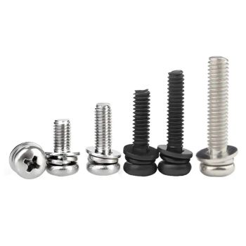 A2-70 Steel GB9074.4 Galvanized Steel Machine Screws Assemblies M3m5 Pan Head Cross Recessed Triple Combination Bolt with Palin Spring Washer M4m6 - Hebei Lingke Metal Products Co., Ltd - China