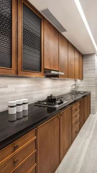 Modern Kitchen Interior Design Material HDHMR Appearance Modern Mount Type Wall Mount Product Type Standard Kitchen Design L - - Aryam Inter-continental Private Limited - India
