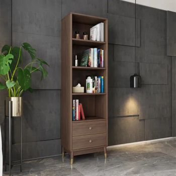 Modern Minimalist Office Walnut Bookcase with 3 Shelves & 2 Drawers - Fujian Yuanfu Import & Export Trading Co., Ltd. - China