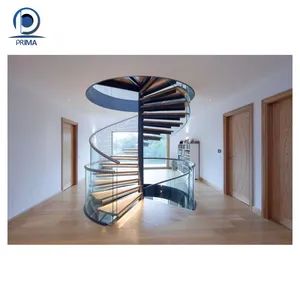 Modern Steel Indoor Steel Wooden Curved Stairs Spiral Stairs Usage Indoor Origin China Structure Beam Trademark PRIMA Color - Shenzhen Prima Industry Co., Ltd. - China