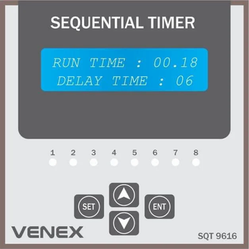 Lcd Display  Sequential Timer Brand VENEX Material ABS PLASTIC Mounting Type panel mounting Country of Origin Made in - Sohan Enterprise - India