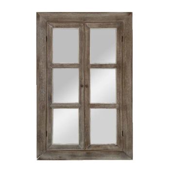 Vintage Country Farmhouse Rustic Wood Wall Framed Window Mirror for Bathroom Bedroom as Gift - Ningbo Hongchuang Commodity Co., Ltd. - China
