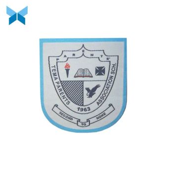 Bordure Blue Border Woven Badge Accessory for Garments MOQ 1000PCS Supply Large Size Customized Material Non-Woven HS Code - Hangzhou Jiugui Garment Accessories Co., Ltd. - China