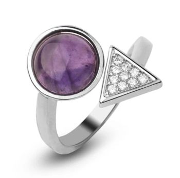 Geometric Wedding Ring Fashion Micro-Set Design Women Crystal Jewelry Exquisite Amethyst Ring - Fujian Junqing Trade Co., Ltd. - China