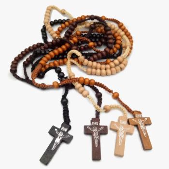 Catholic Rosary Necklace Wood Beads Handmade Cross Necklace Origin China Style Fashion HS Code 95038000 Specification - Hai Yang International Limited - China