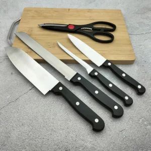 3 Rivet PP Handle Housewife Kitchenware Cooking Knife Set Origin China Packaging Set Brand Pinguan Color Light Gray Trademark PinGuan - Yangjiang PinGuan Industry & Trade Co., Ltd. - China