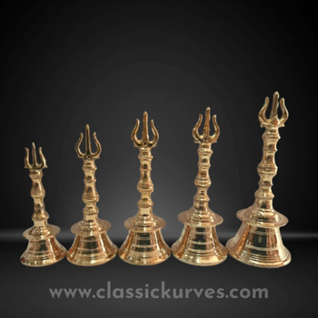 Golden Brass Soolam hand ghanti, For Home Purity Yes Color Golden material Brass Brand Classickurves Usage/Application - Classickurves - India