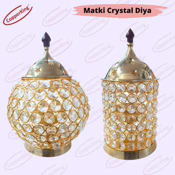 Round Big Size large Brass Crystal Akhand Deep Diya, For Puja - CopperKing Homee India Private Limited - India