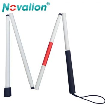 Manufacturer Wholesale Sale Price Lightweight 4 Sections Aluminum Alloy Metal Foldable Folding Walking Aids Visually Impaired Cane Crutch Blind Cane - Novalion Medical Instrument Co., Ltd. - China