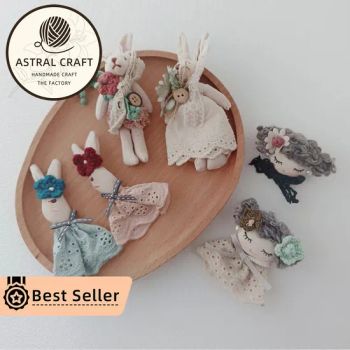 Handmade Finished Fashion Party 3D Floral New Rabbit Knitting Embroidery Brooch Pin - Shantou Tianshangxing Crafts Processing Factory - China