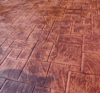 Red Ashlar Slate Stamped Concrete, Form: Slabs Form Slabs Color Brown Thickness 10mm Surface Finish Glossy Material Stamp - Gold Phase Enterprises - India
