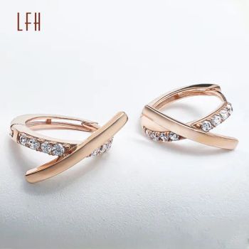 Zircon Cross Stud Earrings 18K Real Gold Jewelry Au750 Gold Stud Earrings - Guangzhou Laofuhua Jewelry Co., Ltd. - China