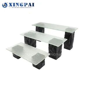 Xingpai Other Hotel & Restaurant Supplies Dessert Buffet Display Stand Multi Tier Stone Pillars Cake Stand with Glass - Xingpai Tableware Limited - China