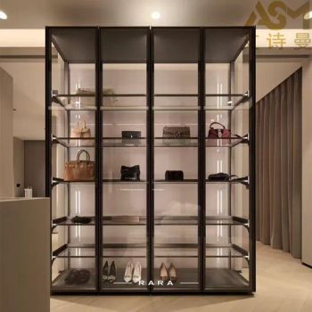 Clothes Bag Wall Mounted Display Shelf LED Bulb LED Glass Display Cabinet - Aishiman Home Furnishings Chongqing Co., Ltd. - China