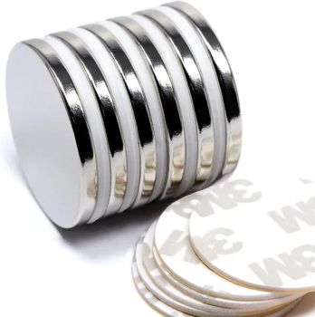 Whole Sale N52 Strong Neodymium Disc Magnets with Double-Sided Magnetic Adhesive Thin Silver Coating Round Magnet for Fridge - Shanghai Taixiong Magnetic Industrial Co., Ltd. - China