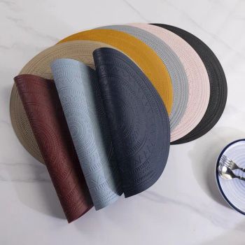 PVC Leather Dining Table Mat Placemat Pad with Heat Insulation Decorative Pads for Home Office - Taizhou real houseware Co., Ltd - China