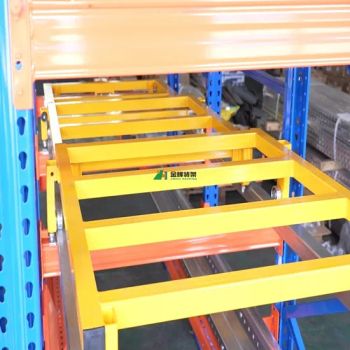 Push Back Rack Steel Q235B 2-6 Levels 1000kg 1Y CE ISO Blue Orange - Nanjing Jinhui Storage Equipment Co., Ltd. - China