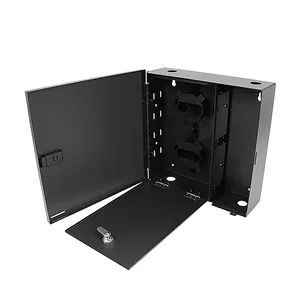 Holds 4 LGX Adapter Panels With Single Door Black Wall Mount Fiber Enclosure Patch Panel - Shenzhen FiberMania Technology Co., Ltd. - China