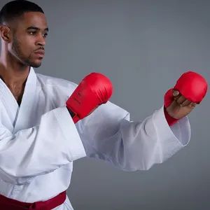 Wkf Karate Training Mitts Red Blue MOQ 50pairs Weight 0.5kg Fabric PU+Foam Model NO. 2067 OEM OEM Service Origin - Shenyang Sinobudo Sporting Goods Co.,Ltd. - China