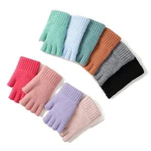 Soft Warm Women Fall Winter Fingerless Gloves Thickened Stretchy Acrylic Wool Knit Half Finger Cycling Gloves - Yiwu Journey Star Trading Company - China