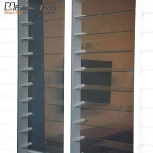 Aluminum Hand-Cranked Blinds Glass Louver Rain Protection Customized Window Shutter with Net - Reaching Build Co., Ltd. - China