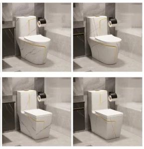 Bathfriend Luxury Marble Toilet Dual Flush S-Trap P-Trap Two Type White Toilet with Golden Line Decor - Chaozhou Chaoan Bath Friend Sanitary Ware Co., Ltd. - China