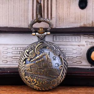 Bronze Train Pocket Watch Men Women Antique Hollowed Vintage Pocket Watch - Luoyang Bozhun Trade Co., Ltd. - China