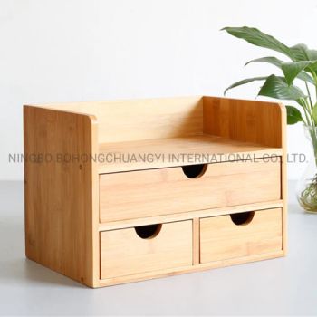 Natural Bamboo Organizer for Desk with Drawers for Office Supplies, Toiletries, Crafts - NINGBO BOHONGCHUANGYI INTERNATIONAL CO., LTD. - China