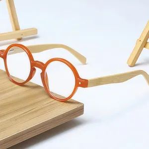 Retro Round-Frame Bamboo-Temple Blue-Light Blocking Reading Glasses - Wenzhou Dilicn Optical Co., Ltd - China