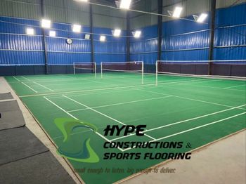 Synthetic Flooring Badminton Court Construction Services MOQ 1200 SQ.FT Thickness 0.47mm Brand TATA and JSW Material MS and - Hype Constructions And Floorings - India