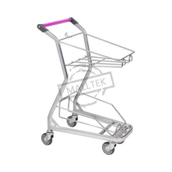 Popular Style Metal Wheeled Zinc Plated Shopping Trolley with 2 Baskets - Suzhou Malltek Supply China Co., Ltd. - China