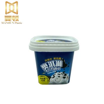Classic Square 175ml 6oz in Mold Labeling PP Plastic Ice Cream Cup Container with Lid - Shantou Mandun Plastic Co., Ltd. - China
