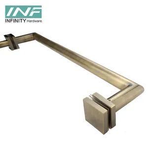 New Product Hotel Bathroom Sliding Door Handle Brass Stainless Steel 304 316 Square Tube Tempered Shower Glass Door Handle - Jiangmen Infinity Import and Export Co., Ltd. - China