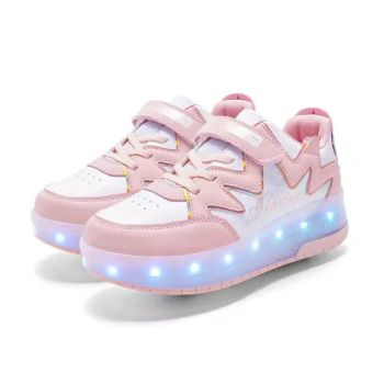 Girls Boys Roller Shoes Double Wheels LED Light USB Charging Roller Skating Roller Shoes with Retractable Wheels - Guangzhou Weifang Optoelectronic Technology Co., Ltd. - China